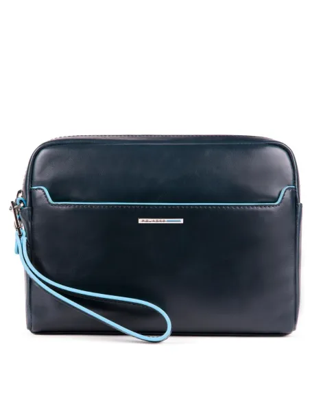 Piquadro Blue Square Pochette with removable handle