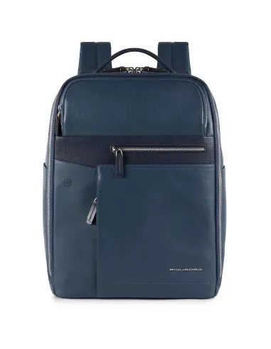 Piquadro Cary leather backpack blue