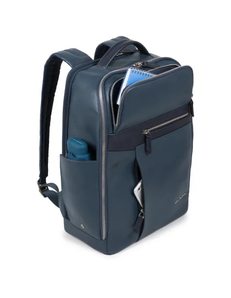 Piquadro Cary leather backpack dark brown