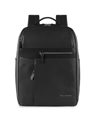 Piquadro Cary leather backpack black