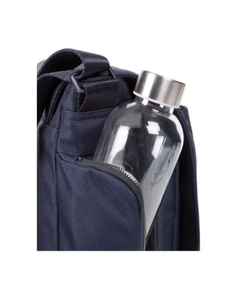 Messenger in tessuto rigenerato e pelle Piquadro Brief2 blu