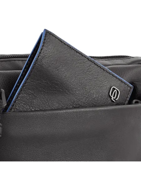 Piquadro Charlie Leder-Umhängetasche schwarz