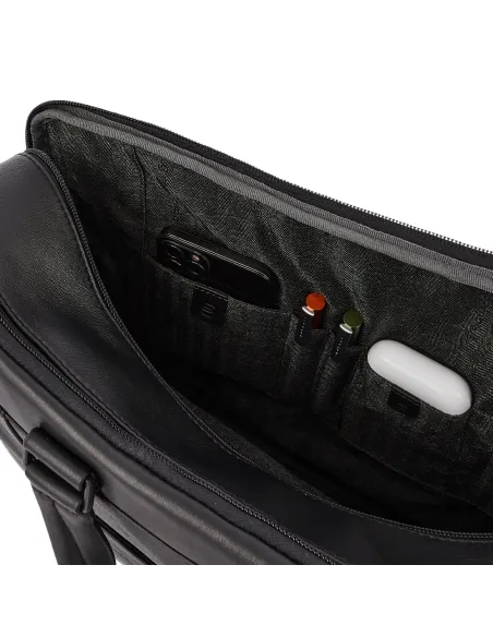 Piquadro Charlie briefcase with front pockets black