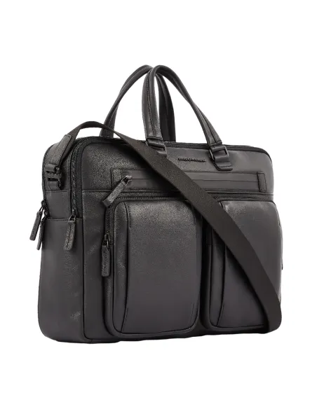Piquadro Charlie briefcase with front pockets black
