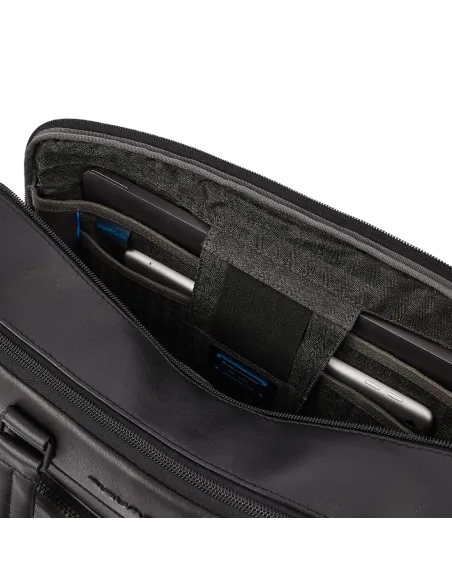 Piquadro Charlie briefcase with front pockets black
