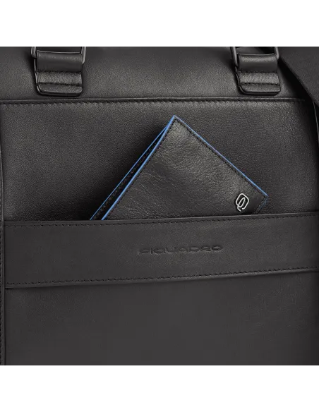Piquadro Charlie 15,6" Laptop-Tasche mit Doppelgriff Schwarz