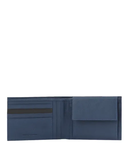 Portafogli uomo con porta monete Piquadro Keith blu