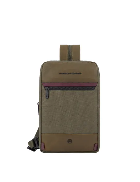 Piquadro Keith Querträgertasche aus recyceltem Stoff grün