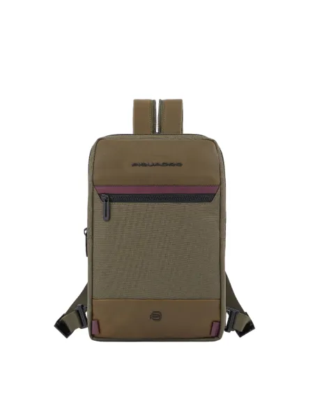 Piquadro Keith Querträgertasche aus recyceltem Stoff grün