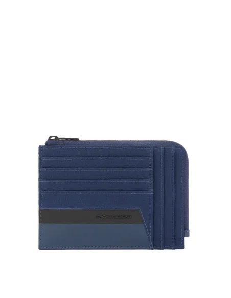 Piquadro Keith RV-Münzbeutel aus rezykliertem Stoff blau