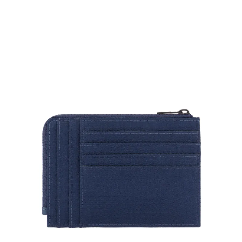Piquadro Keith Zipper coin pouch in recycled fabric blue 2