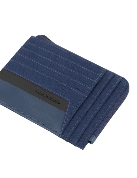 Piquadro Keith RV-Münzbeutel aus rezykliertem Stoff blau