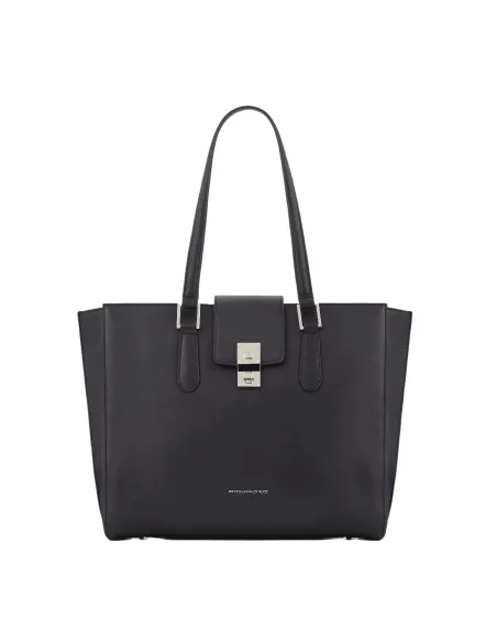 Piquadro Dafne 15.6" Computer Einkaufstasche aus Leder schwarz