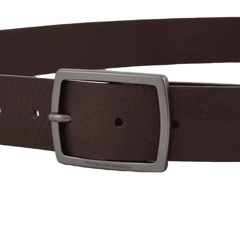 Piquardo Black Square Gürtel aus Leder, dunkelbraun 2