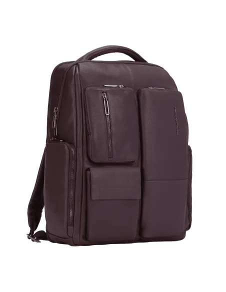Zaino in pelle Porta PC da 15,6 Piquadro Ronnie marrone