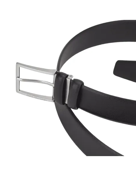 Cintura in pelle Piquadro reversibile nero-marrone