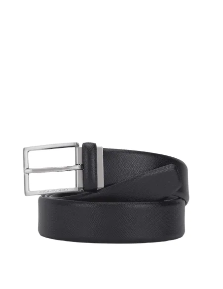 Cintura in pelle Piquadro reversibile nero-marrone