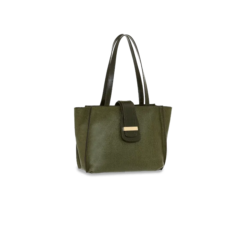 The Bridge Bice leather Shopping bag with zip closure green