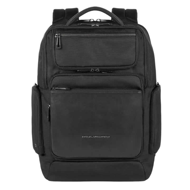 Piquadro Mac-Beth Rucksack aus Stoff und Leder schwarz