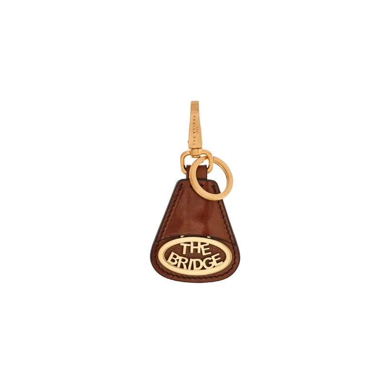 The Bridge key ring with metal logo, brown