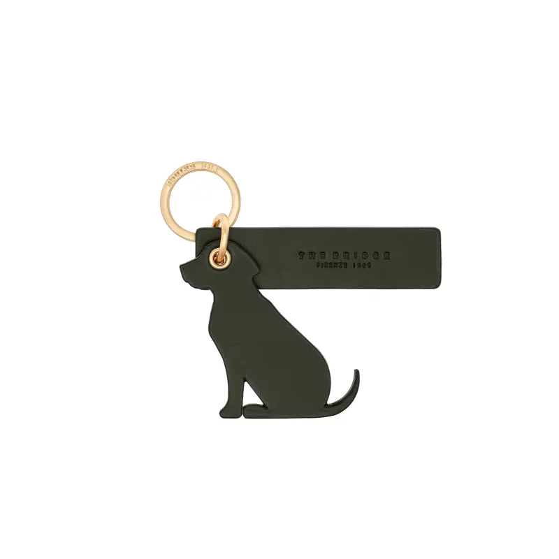 The Bridge Dog-shaped leather key ring green