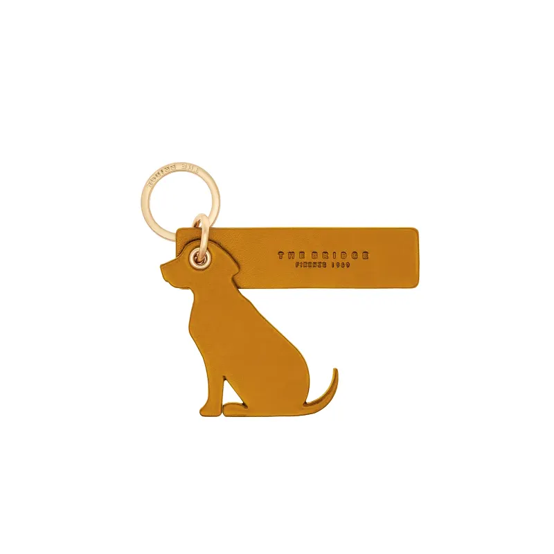 The Bridge Dog-shaped leather key ring cognac