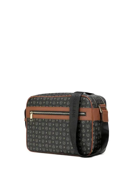 Pollini-Tasche mit Doppelreißverschluss schwarz-braun