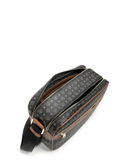 Pollini Shoulder bag with two zipped compartments black-brown