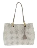 Shopping bag with magnetic central button Ivory-ice