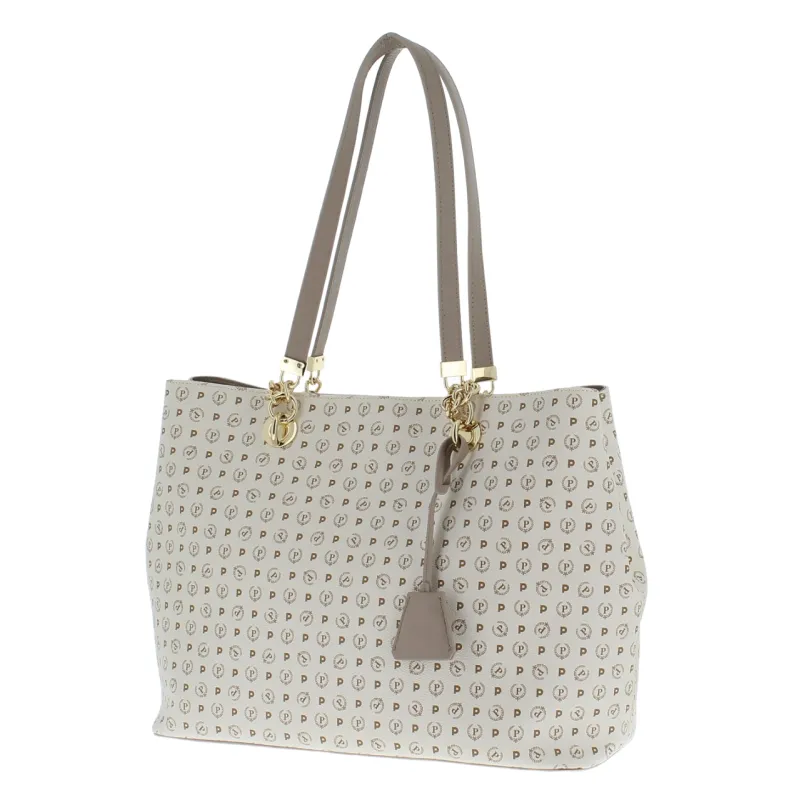 Shopping bag with magnetic central button Ivory-ice 2
