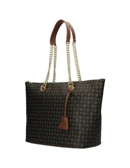 Pollini Shopping bag with zipped opening black-brown