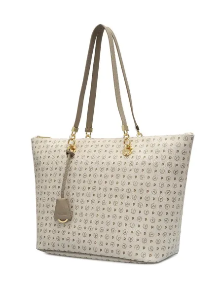 Pollini Shopping bag with zipped opening ivory-ice