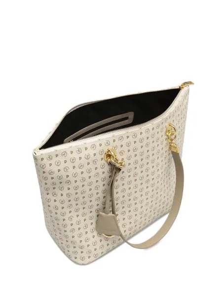 Pollini Shopping bag with zipped opening ivory-ice