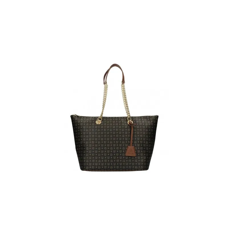 Pollini Shopping bag with zipped opening black-brown