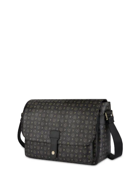 Borsa a tracolla con patta Pollini heritage nera