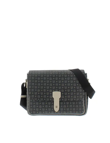 Pollini heritage Umhängetasche mit verstellbarem Schultergurt schwarz-elfenbein