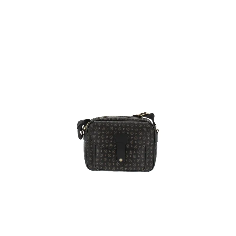 Borsa a tracolla con cerniera Pollini nera