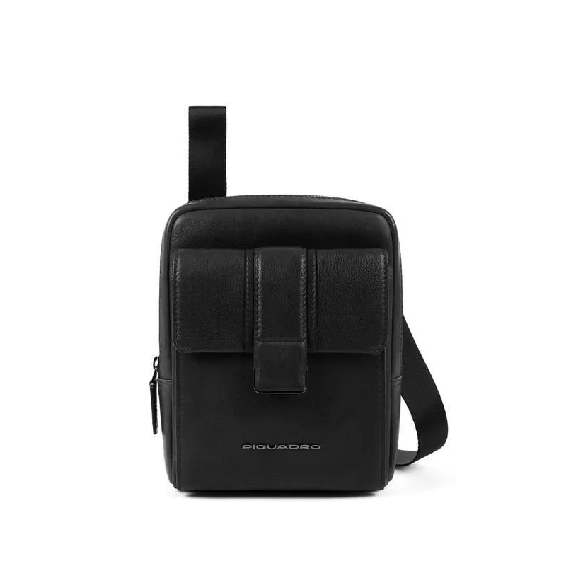 Piquadro Kobe leather iPad®mini cross-body bag black