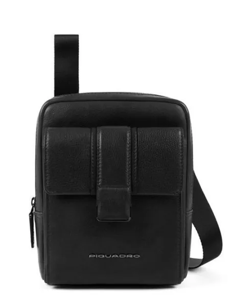 Piquadro Kobe leather iPad®mini cross-body bag black