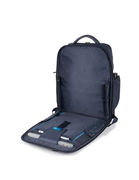 Zaino in tessuto e pelle Porta computer Piquadro Mac-Beth blu