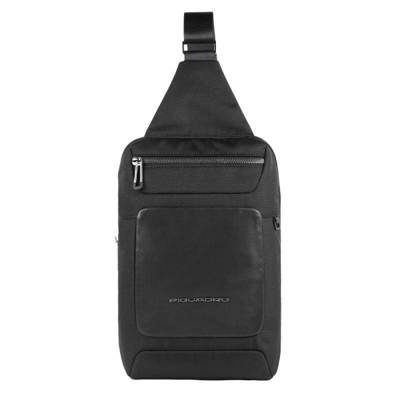 Piquadro Mac-Beth Einzelschulter aus Stoff und Leder schwarz