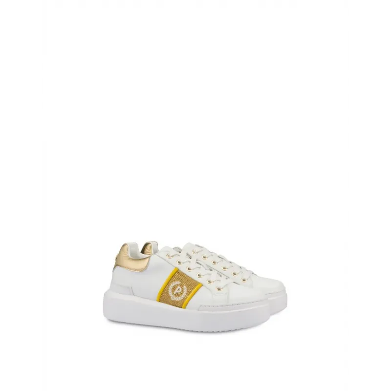 Scarpe donna Pollini bianco-oro 2
