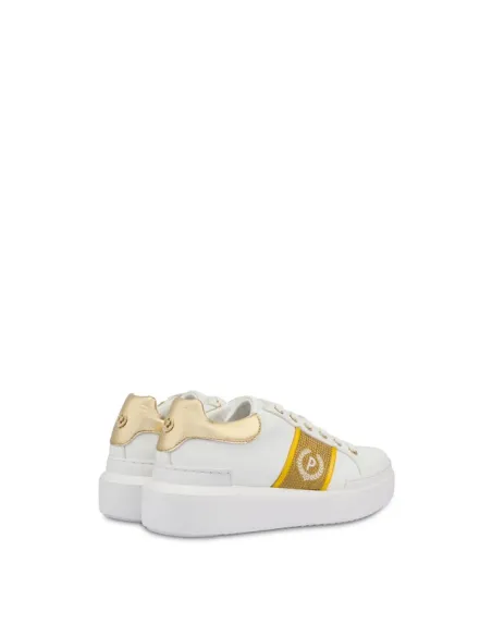 Pollini white-gold women's trainers