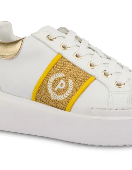Scarpe donna Pollini bianco-oro
