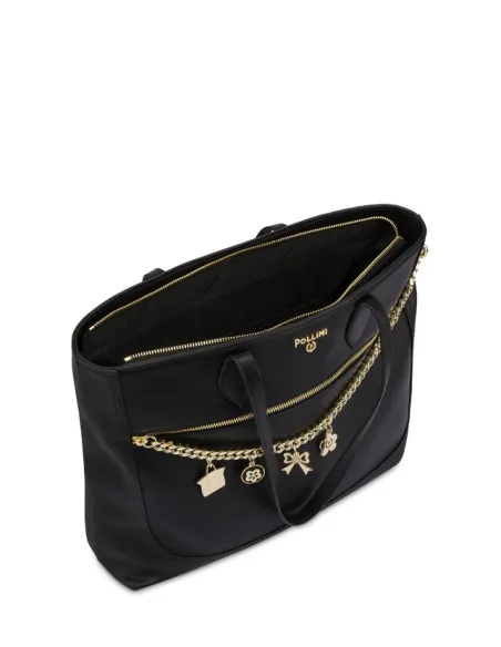 Pollini shopping bag with front pocket with zip black