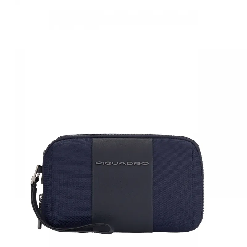Pochette Piquadro Brief2 con tre scomparti blu