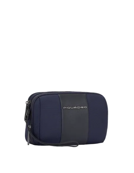 Piquadro Brief2 Clutch mit drei Fächern blau