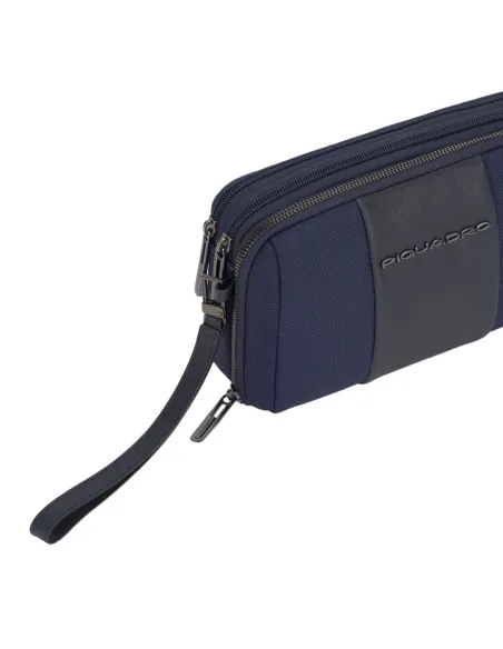 Piquadro Brief2 Clutch bag with three compartments blue