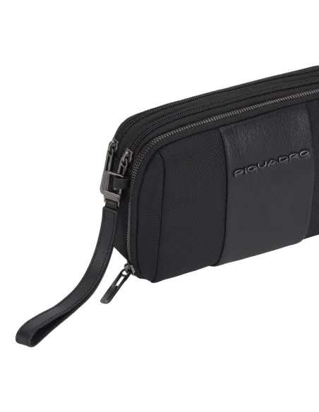 Piquadro Brief2 Clutch mit drei Fächern schwarz