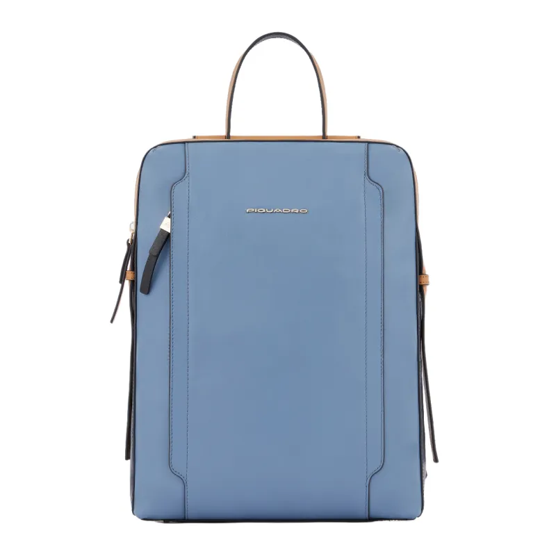 Zaino in pelle Piquadro Circle Azzurro-Cuoio